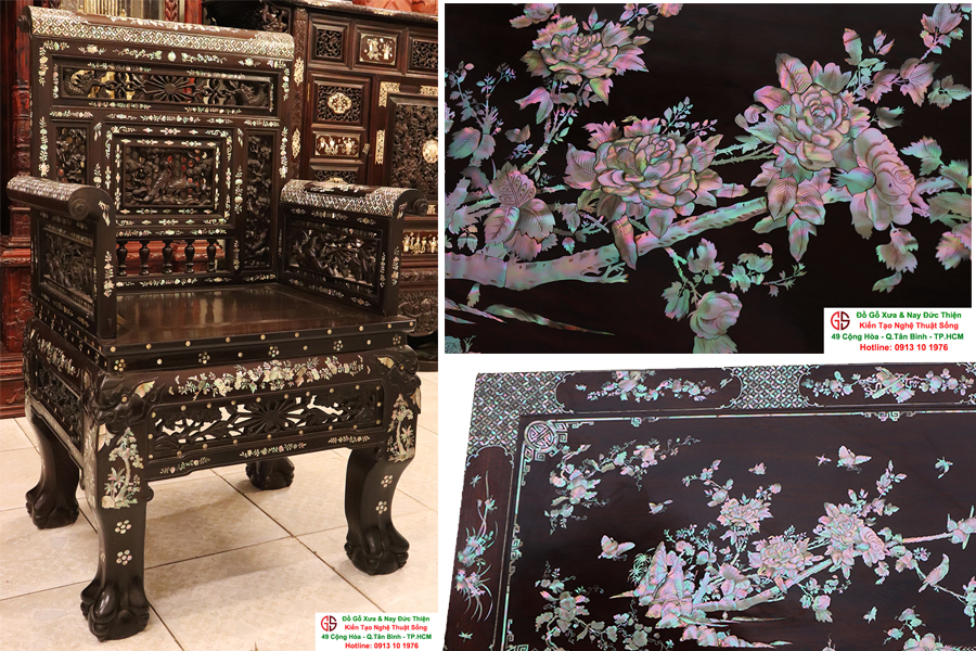 " Siêu Phẩm " - Bộ Bàn Ghế Trường Kỷ Huế Vai Lật Khảm Ốc Đẹp & Hiếm